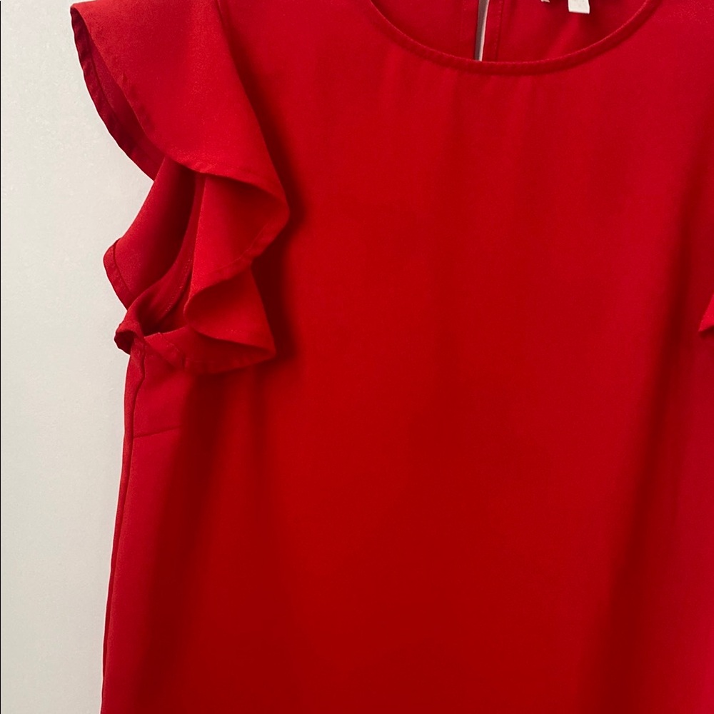 Vibrant Red Ruffle Blouse - Picture 4 of 7